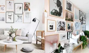 Moderne Bilder Wand Ideen: Eine Galerie mit Porträts, Naturmotiven und abstrakter Kunst.